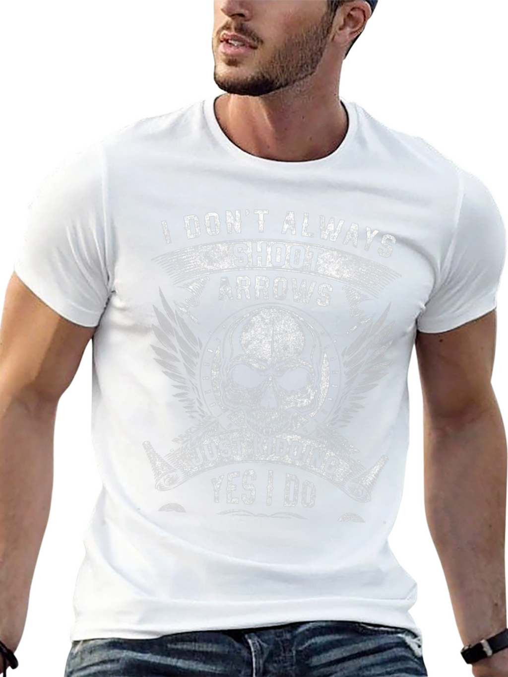 Skull Arrows Graphic T-Shirt - Funny Archery Tee