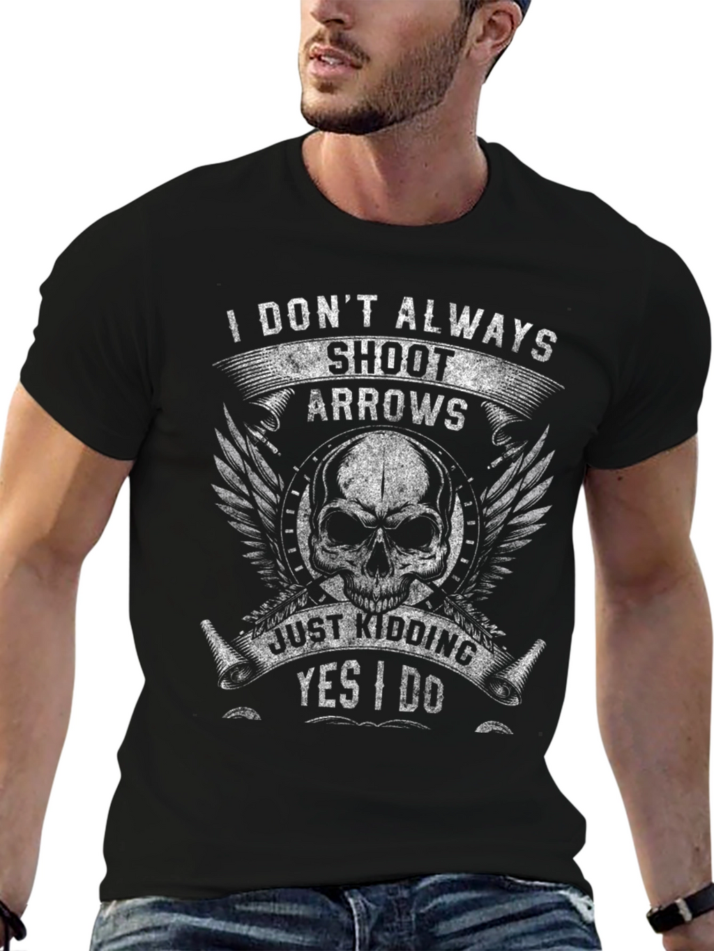Skull Arrows Graphic T-Shirt - Funny Archery Tee