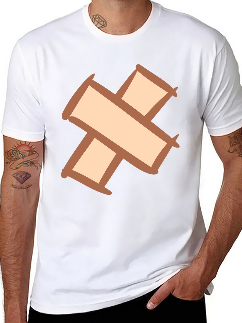 Quirky Cross Bandage Graphic Tee - Unisex Black T-Shirt