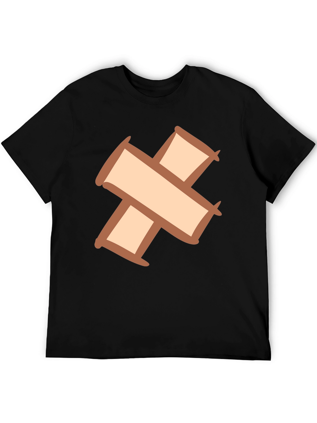Quirky Cross Bandage Graphic Tee - Unisex Black T-Shirt