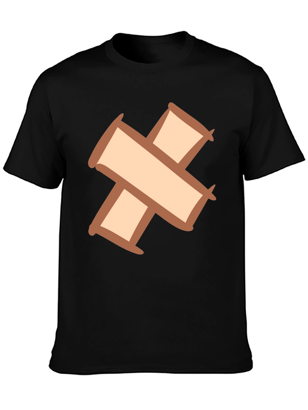 Quirky Cross Bandage Graphic Tee - Unisex Black T-Shirt