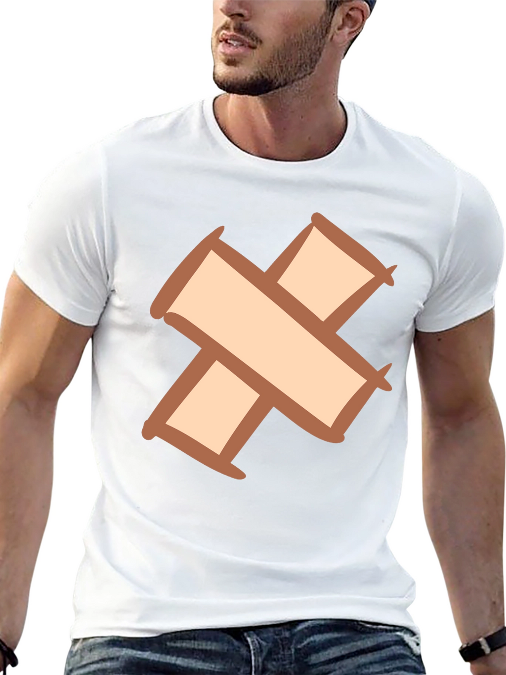 Quirky Cross Bandage Graphic Tee - Unisex Black T-Shirt