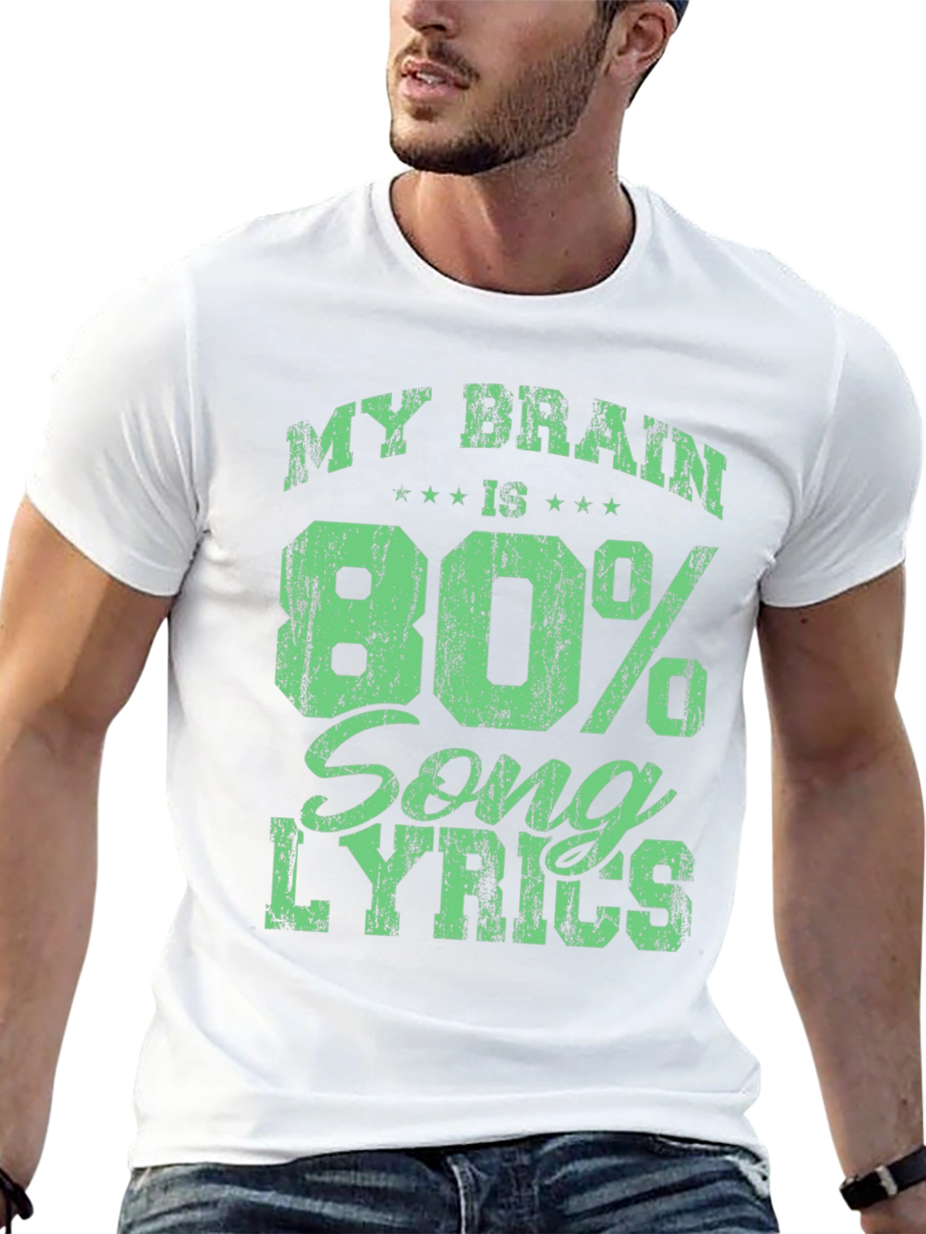 My Brain is 80% Song Lyrics Black T-Shirt