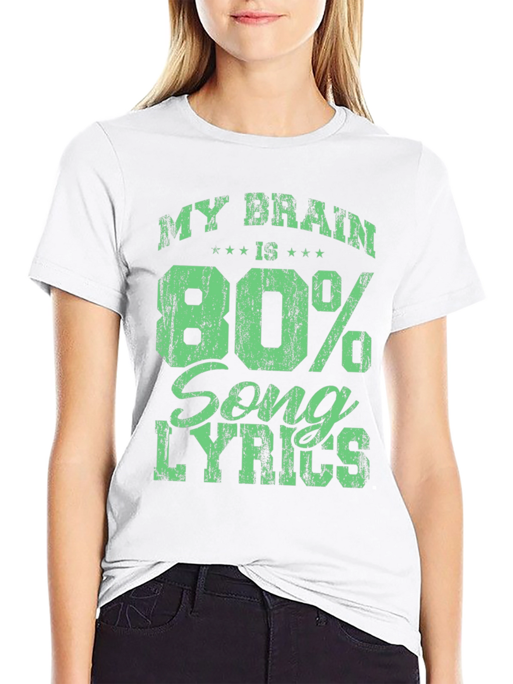 My Brain is 80% Song Lyrics Black T-Shirt