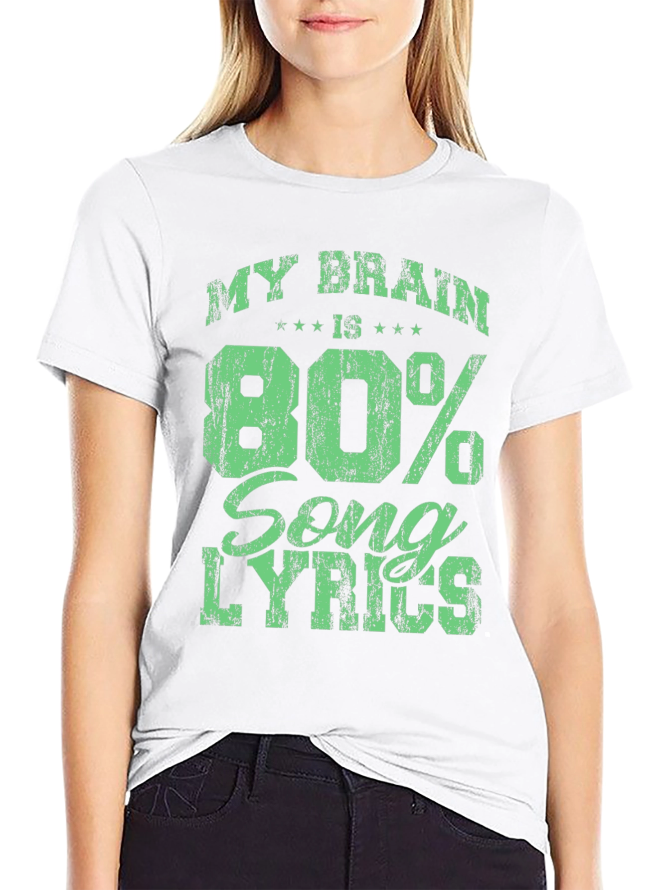 My Brain is 80% Song Lyrics Black T-Shirt