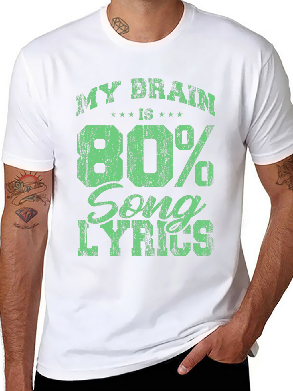 My Brain is 80% Song Lyrics Black T-Shirt