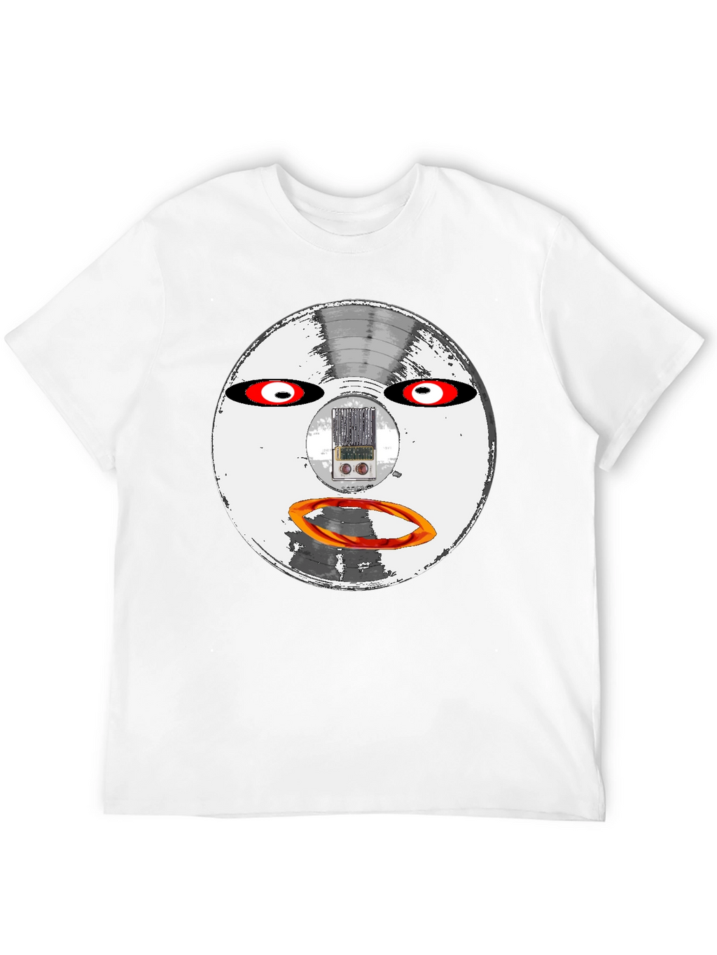 Retro Robot Face Black T-Shirt