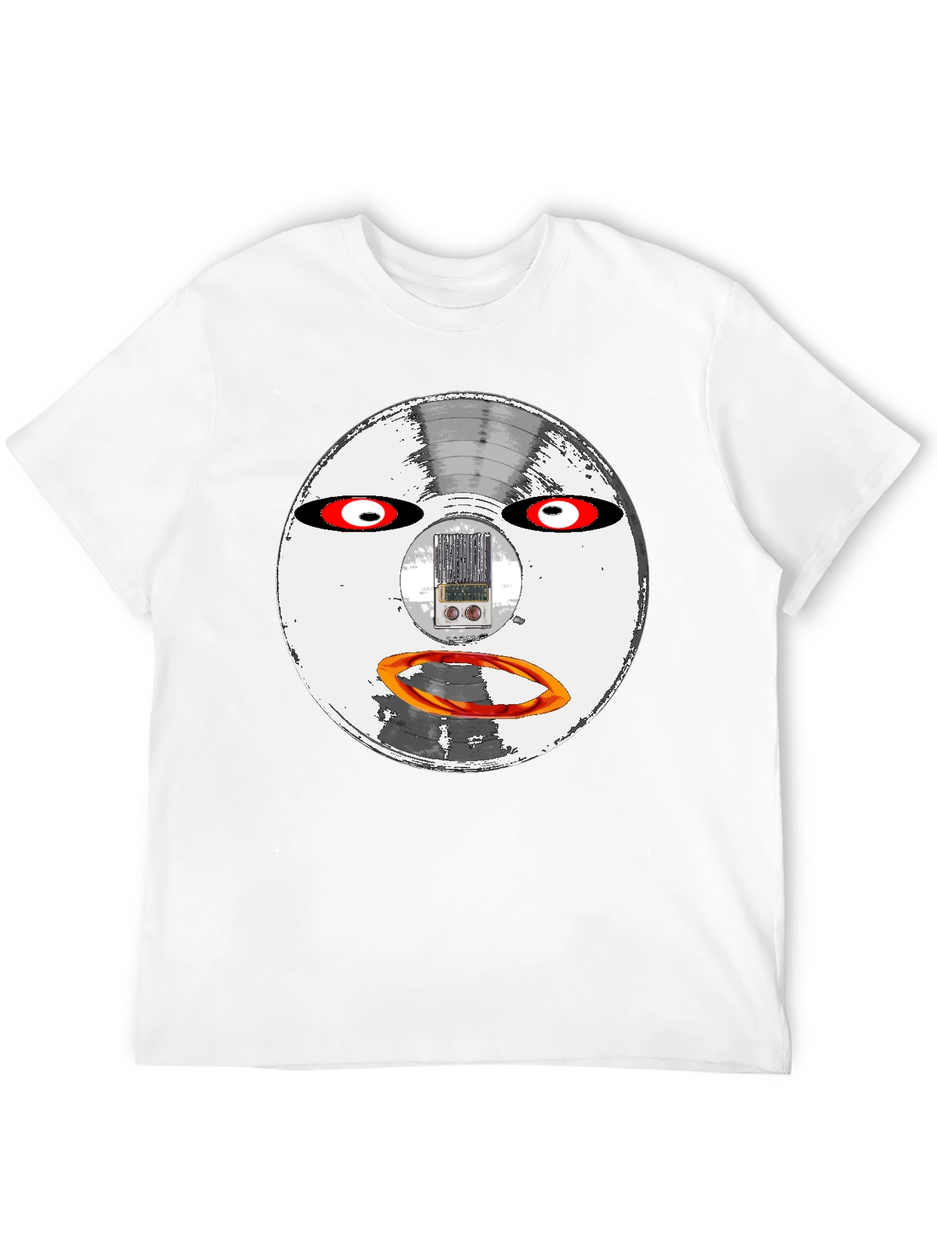 Retro Robot Face Black T-Shirt
