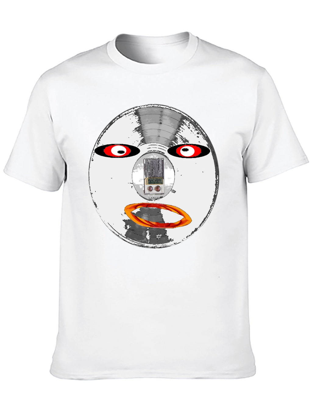 Retro Robot Face Black T-Shirt