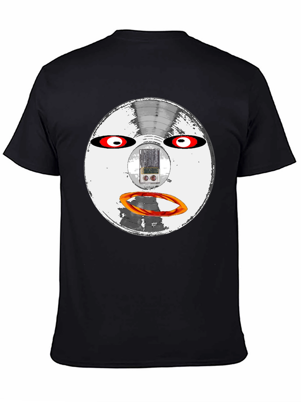 Retro Robot Face Black T-Shirt