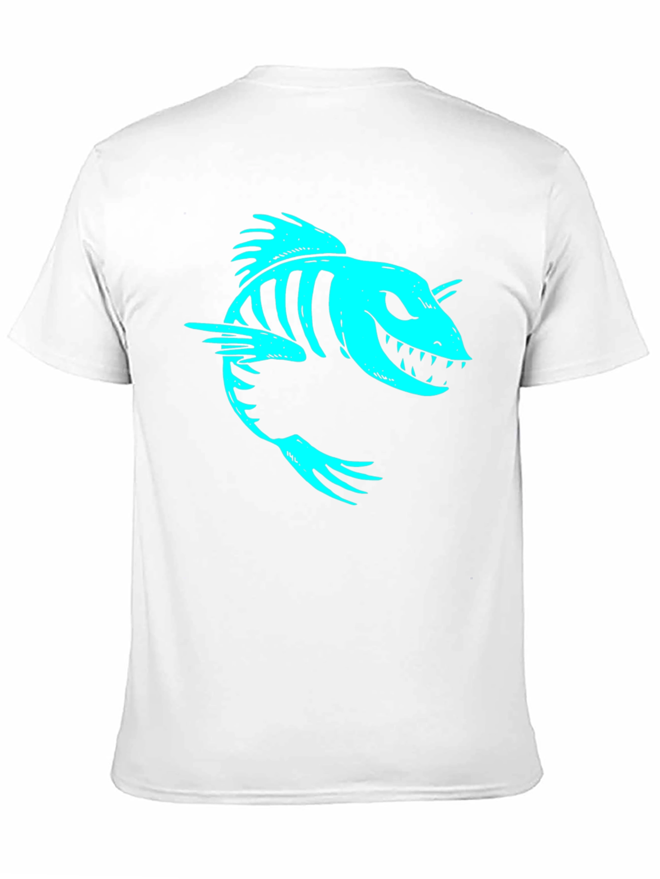 Cool Skeleton Fish Graphic Print Black T-Shirt