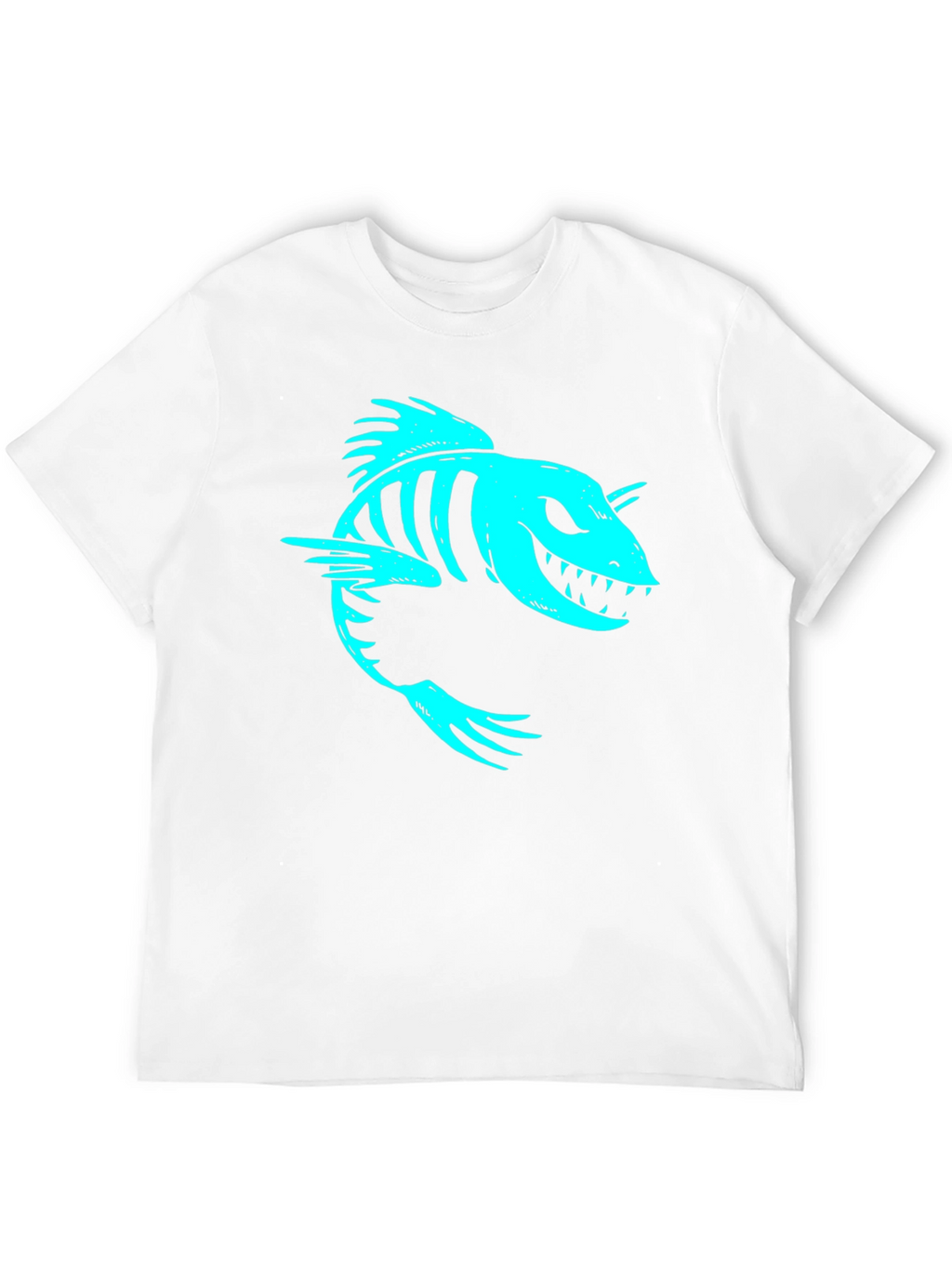 Cool Skeleton Fish Graphic Print Black T-Shirt