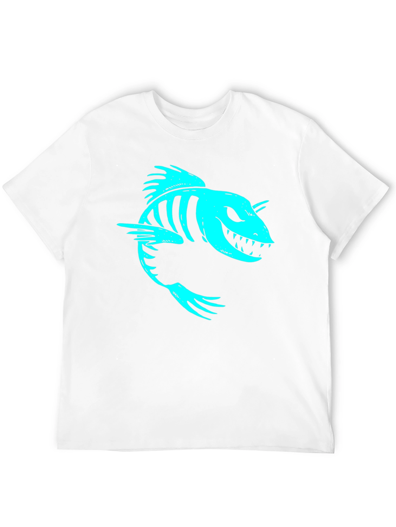 Cool Skeleton Fish Graphic Print Black T-Shirt
