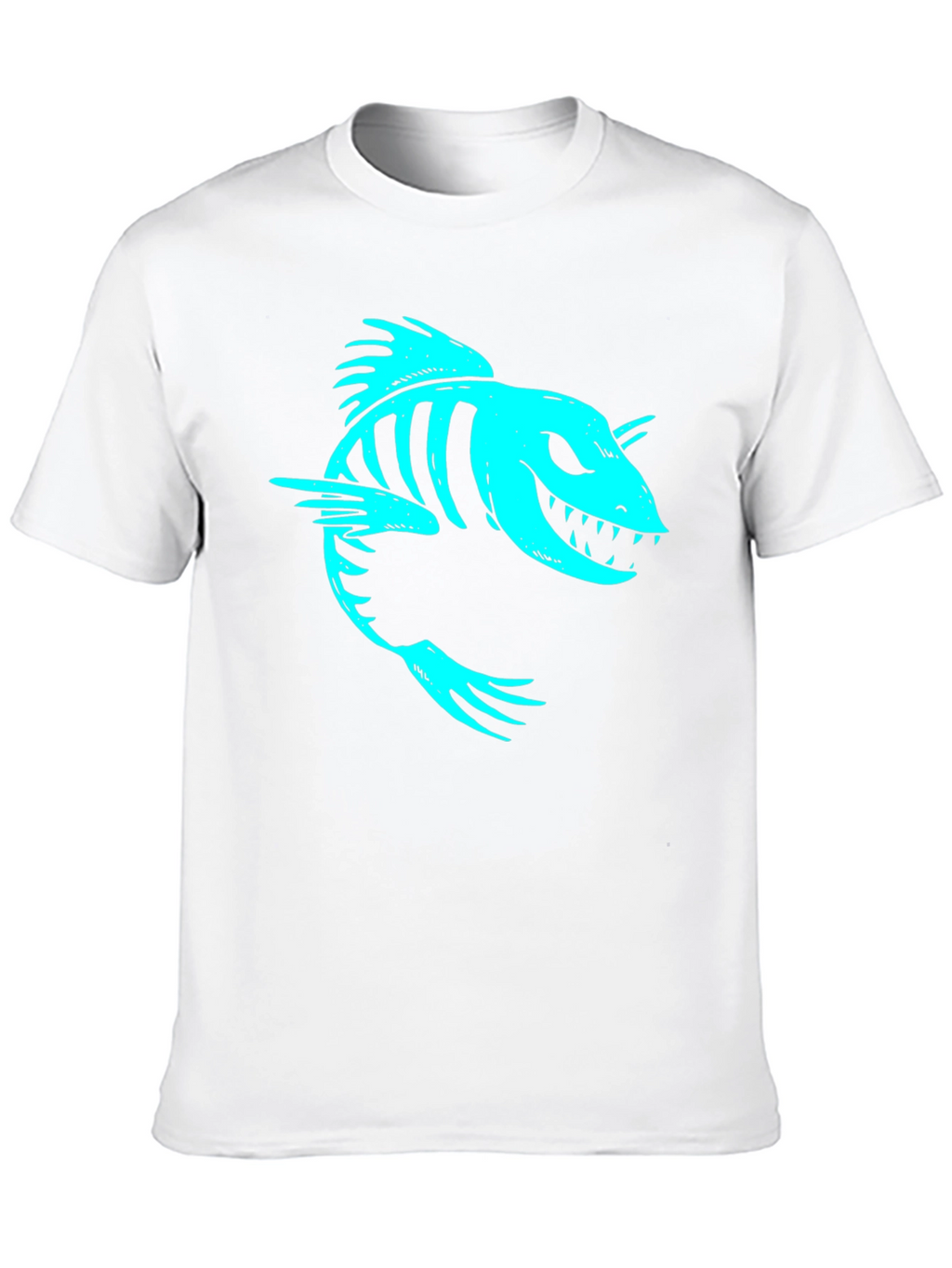 Cool Skeleton Fish Graphic Print Black T-Shirt