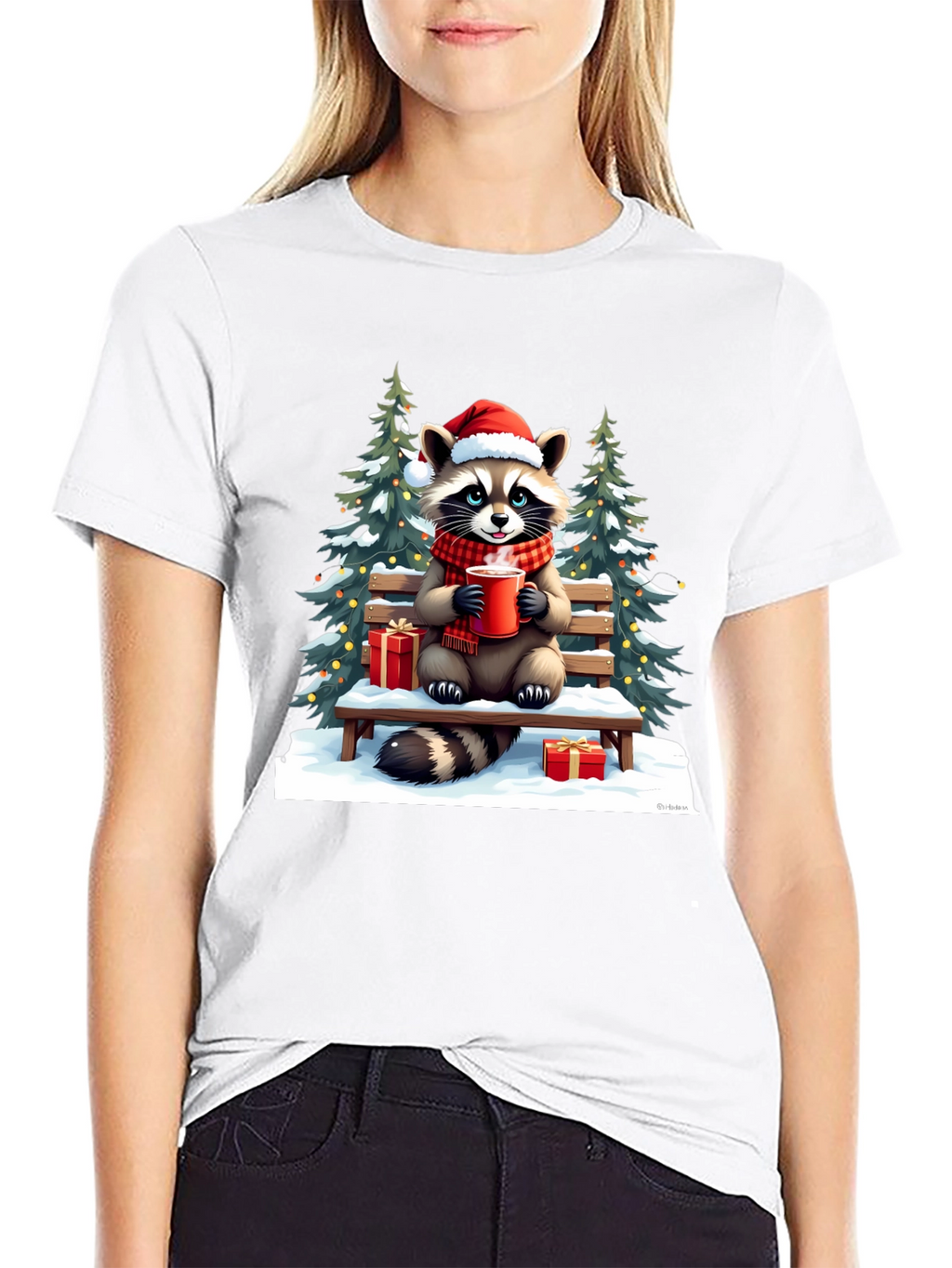 Festive Raccoon Christmas T-Shirt