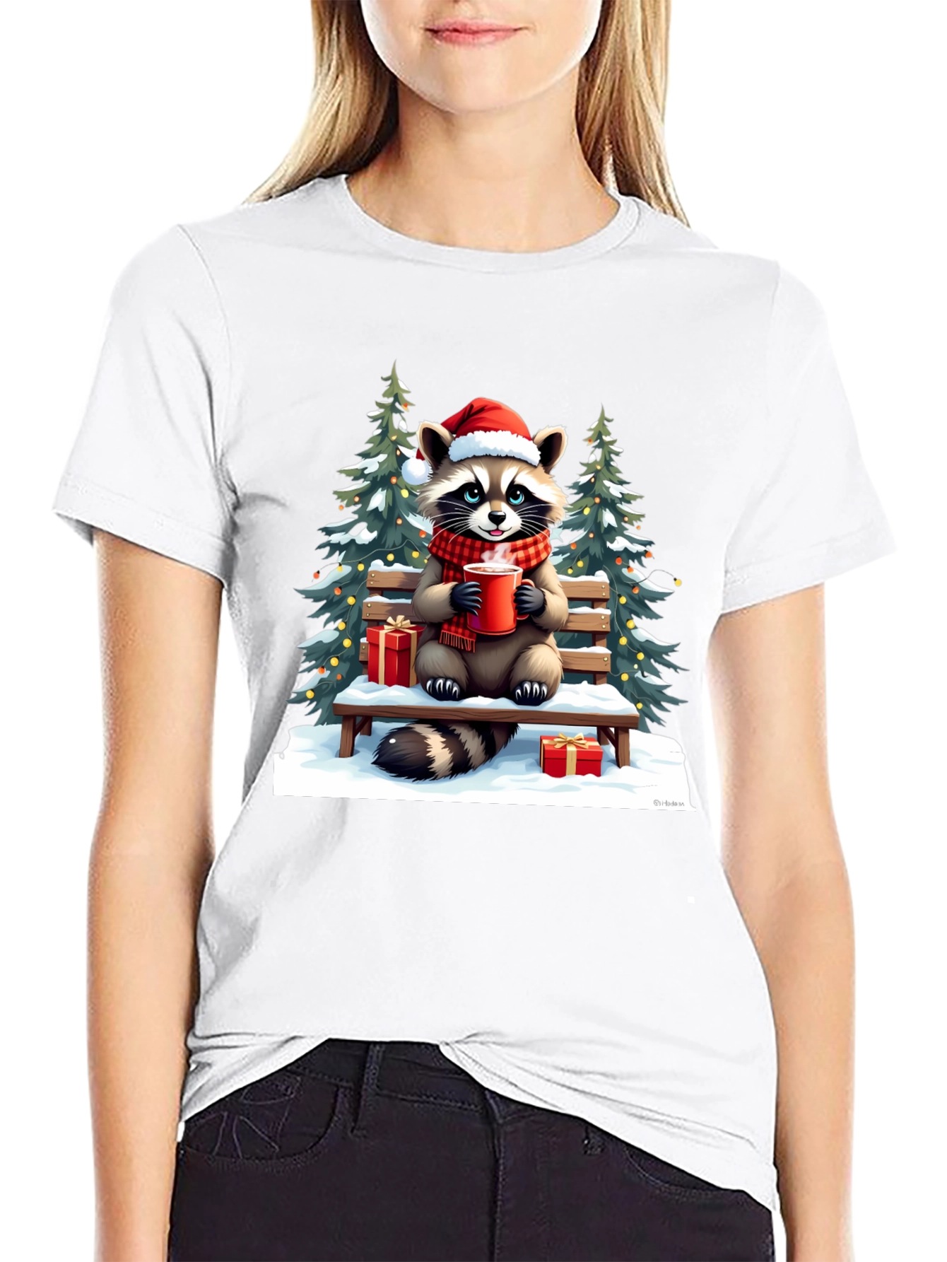 Festive Raccoon Christmas T-Shirt