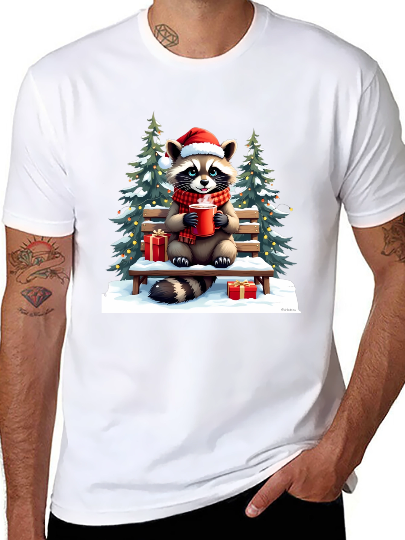 Festive Raccoon Christmas T-Shirt