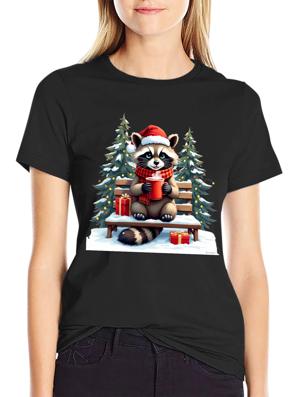 Festive Raccoon Christmas T-Shirt