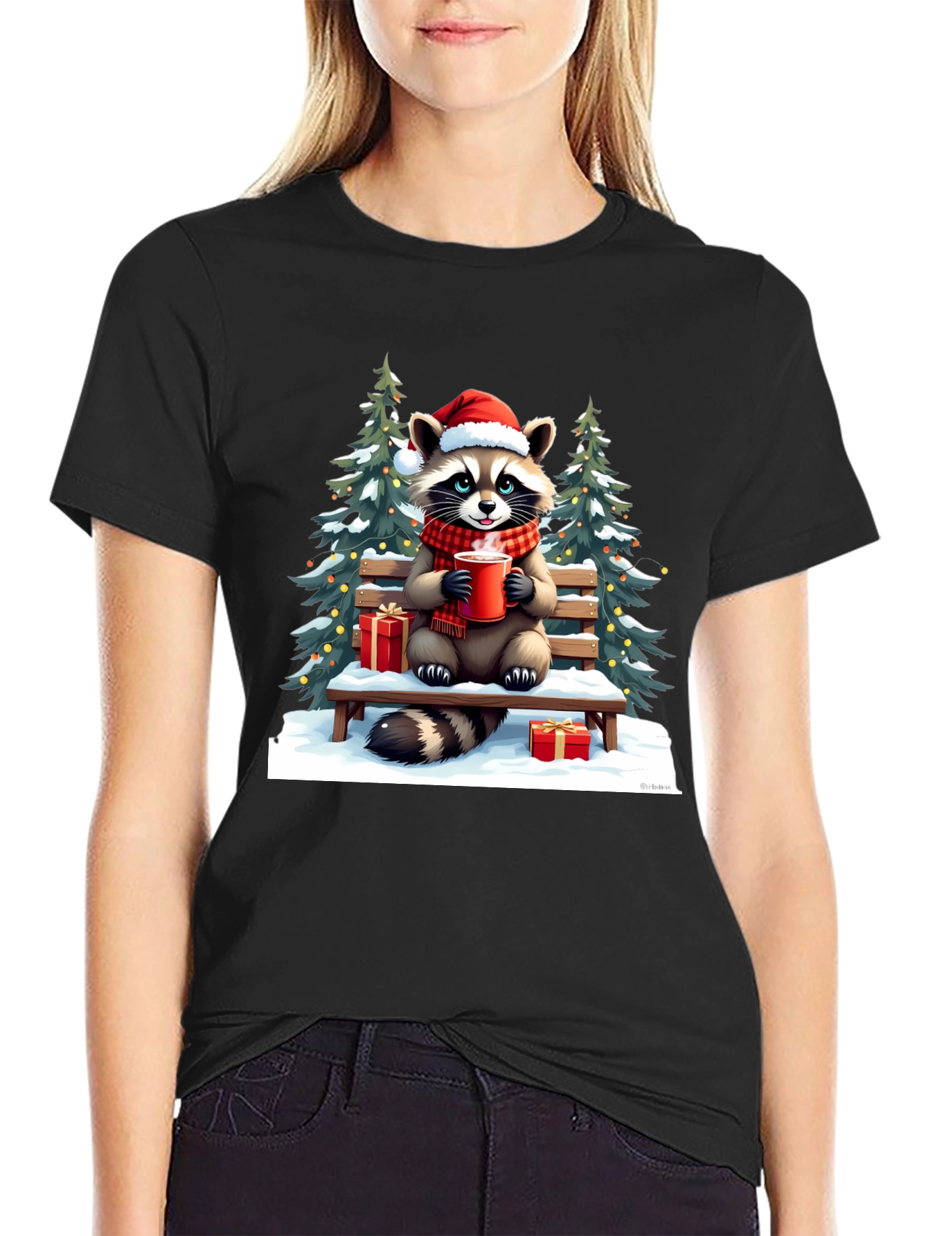 Festive Raccoon Christmas T-Shirt