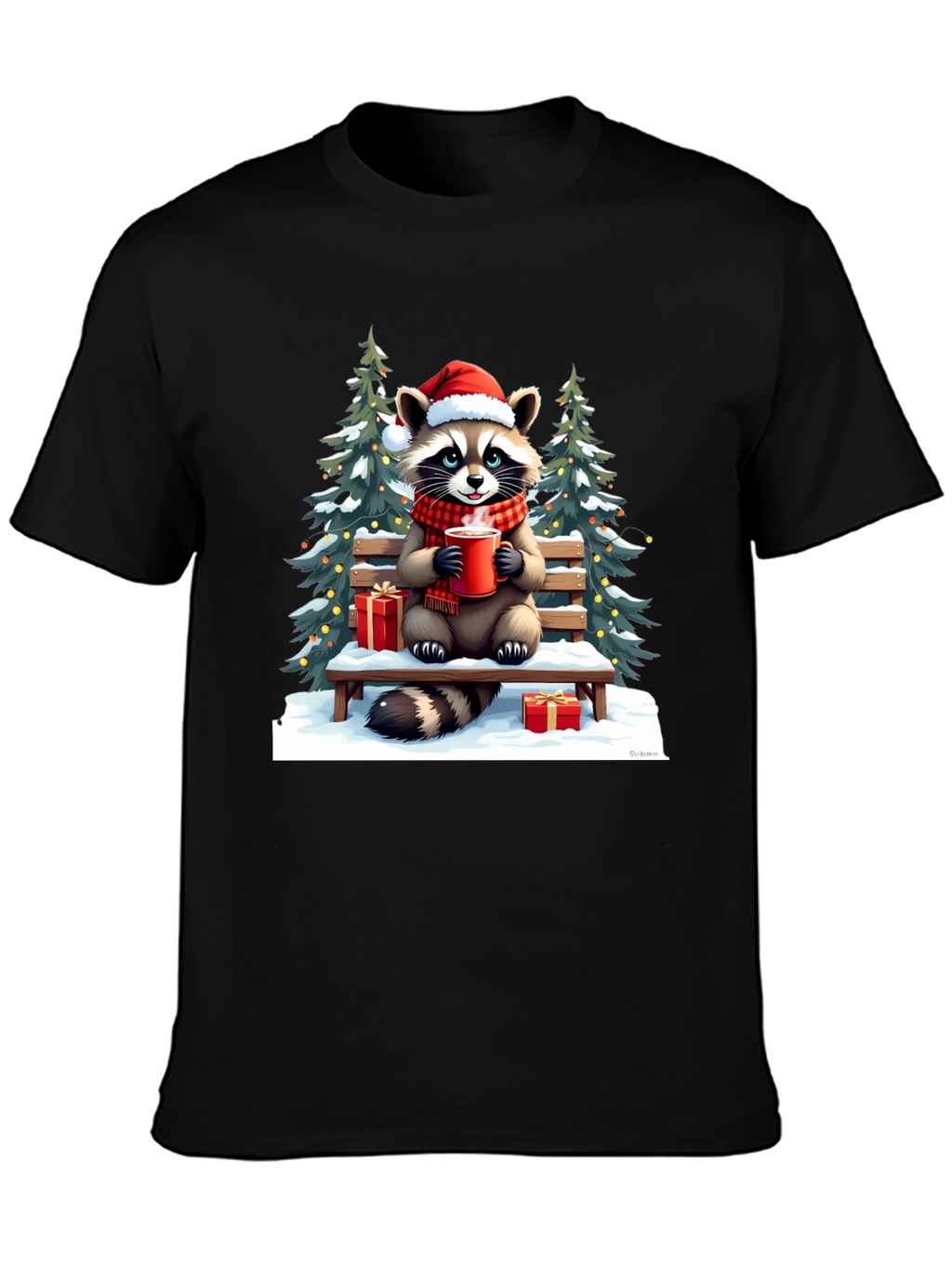 Festive Raccoon Christmas T-Shirt
