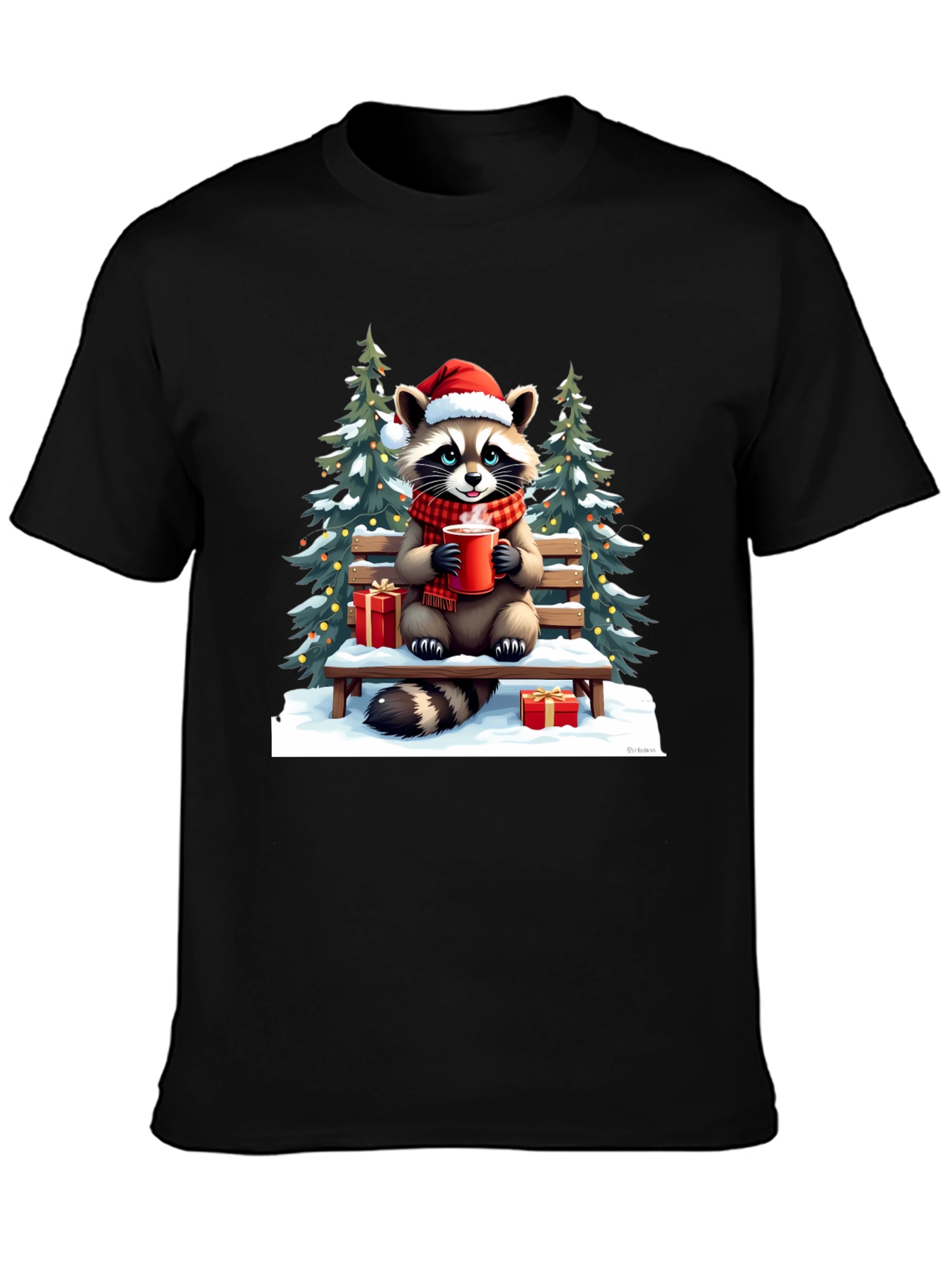 Festive Raccoon Christmas T-Shirt