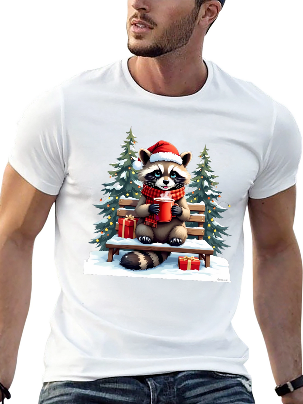 Festive Raccoon Christmas T-Shirt