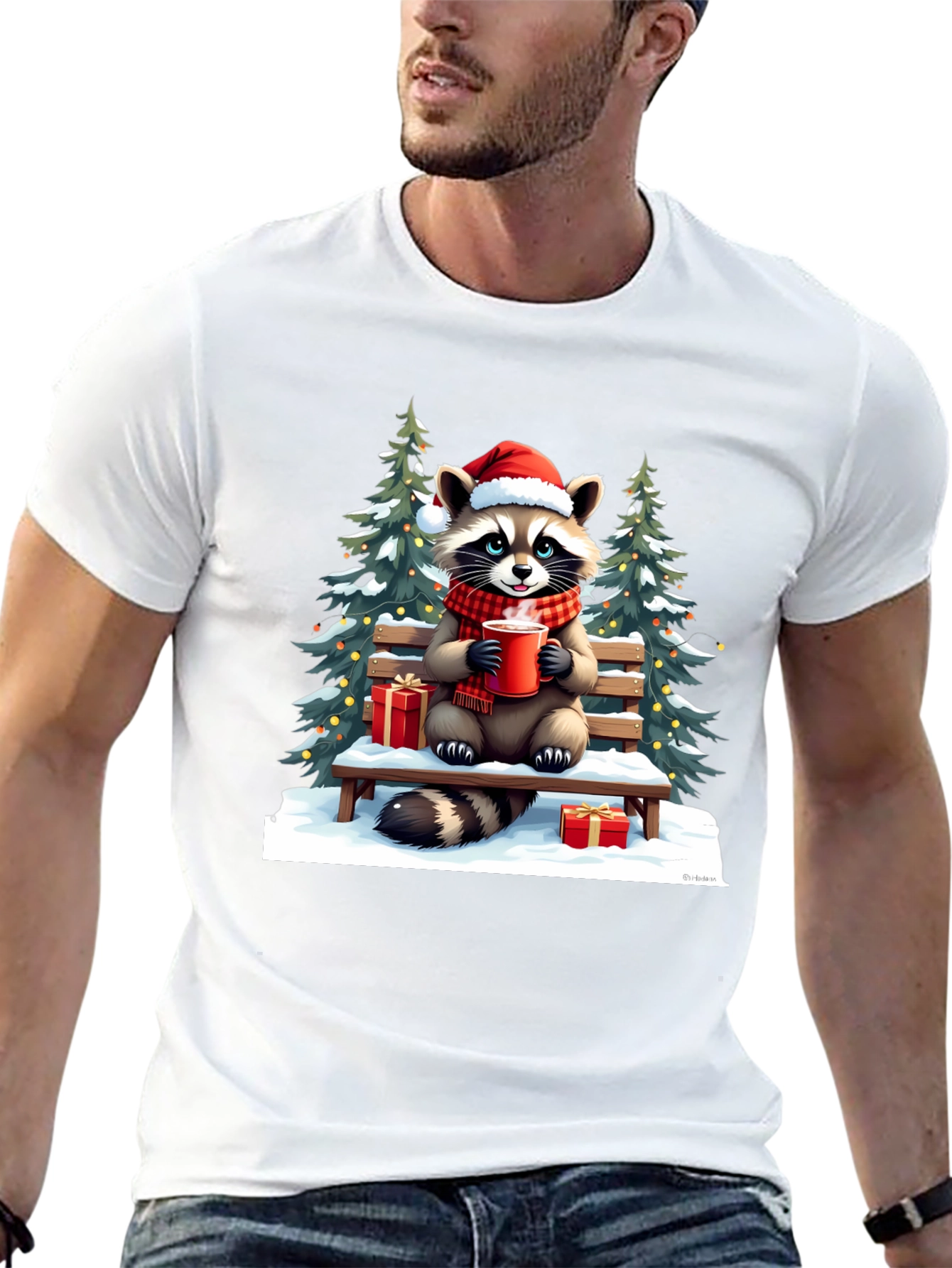 Festive Raccoon Christmas T-Shirt