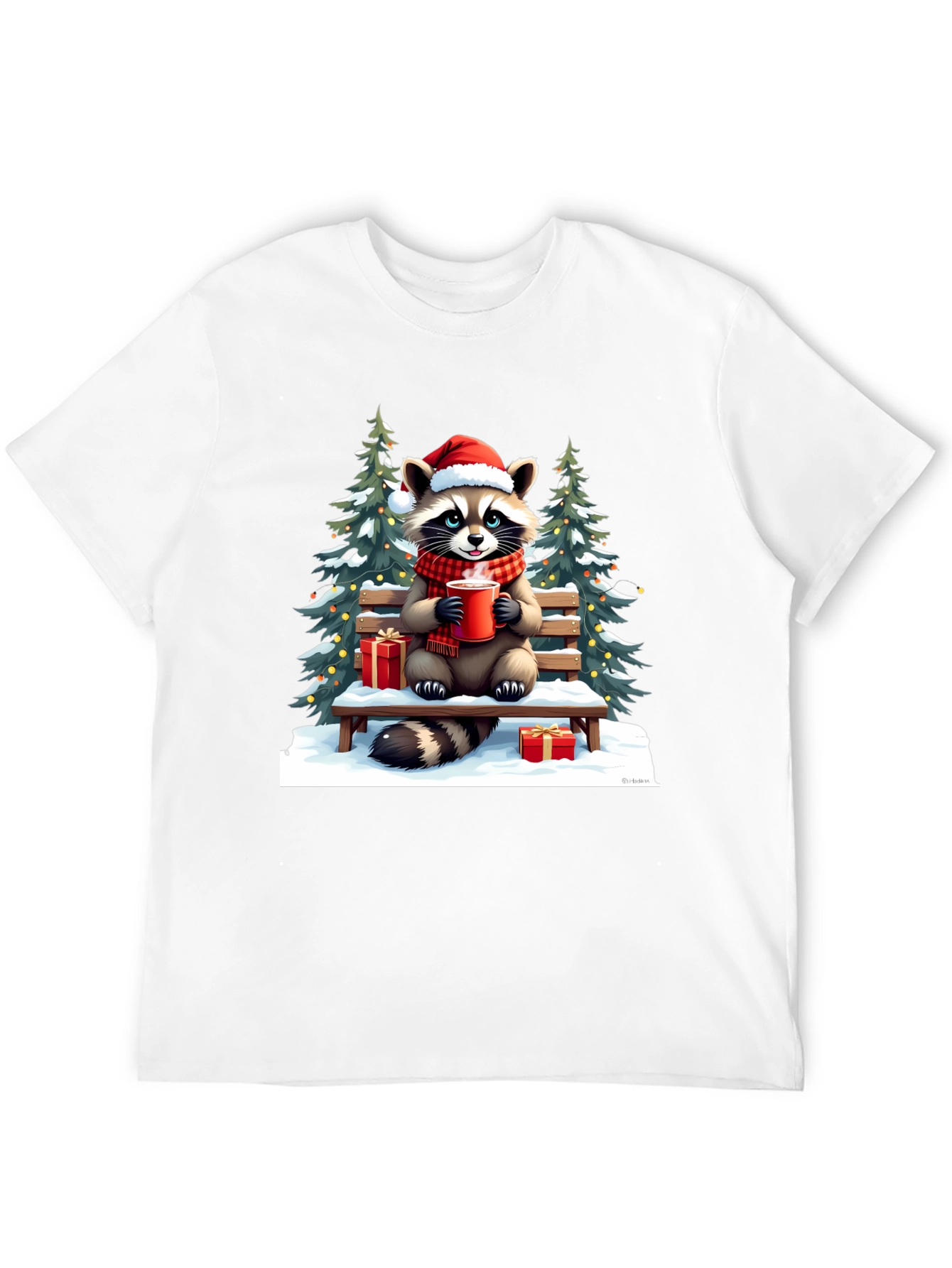 Festive Raccoon Christmas T-Shirt