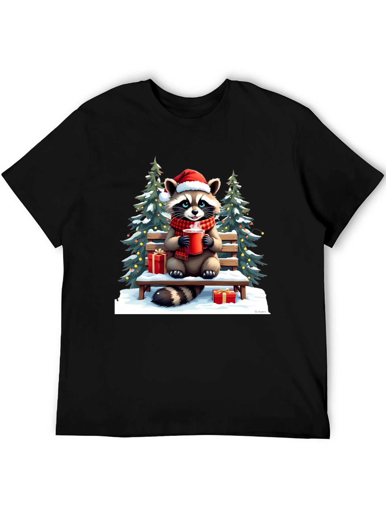 Festive Raccoon Christmas T-Shirt