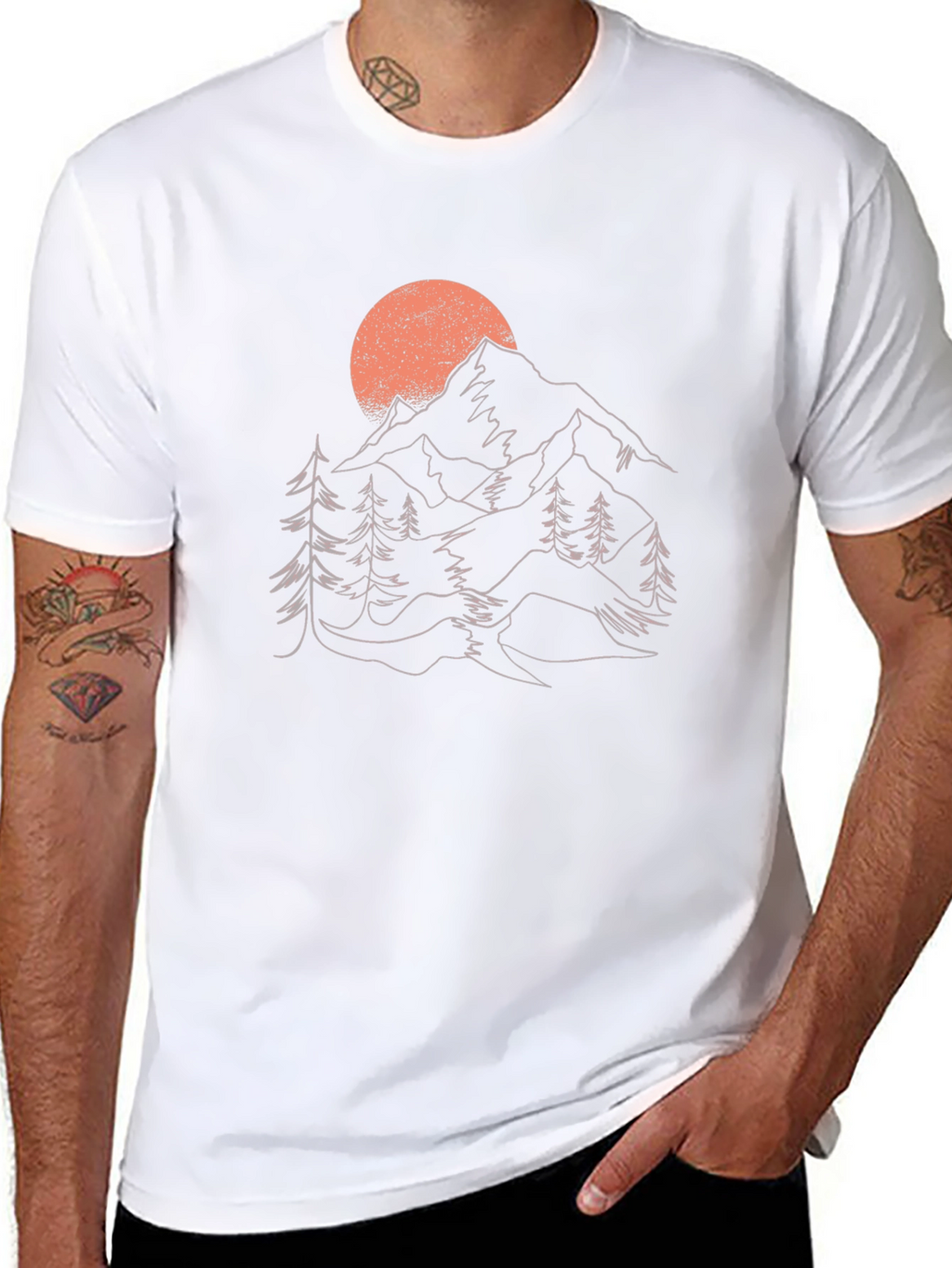 Mountain Sunset Graphic Tee - Nature Inspired Black T-Shirt