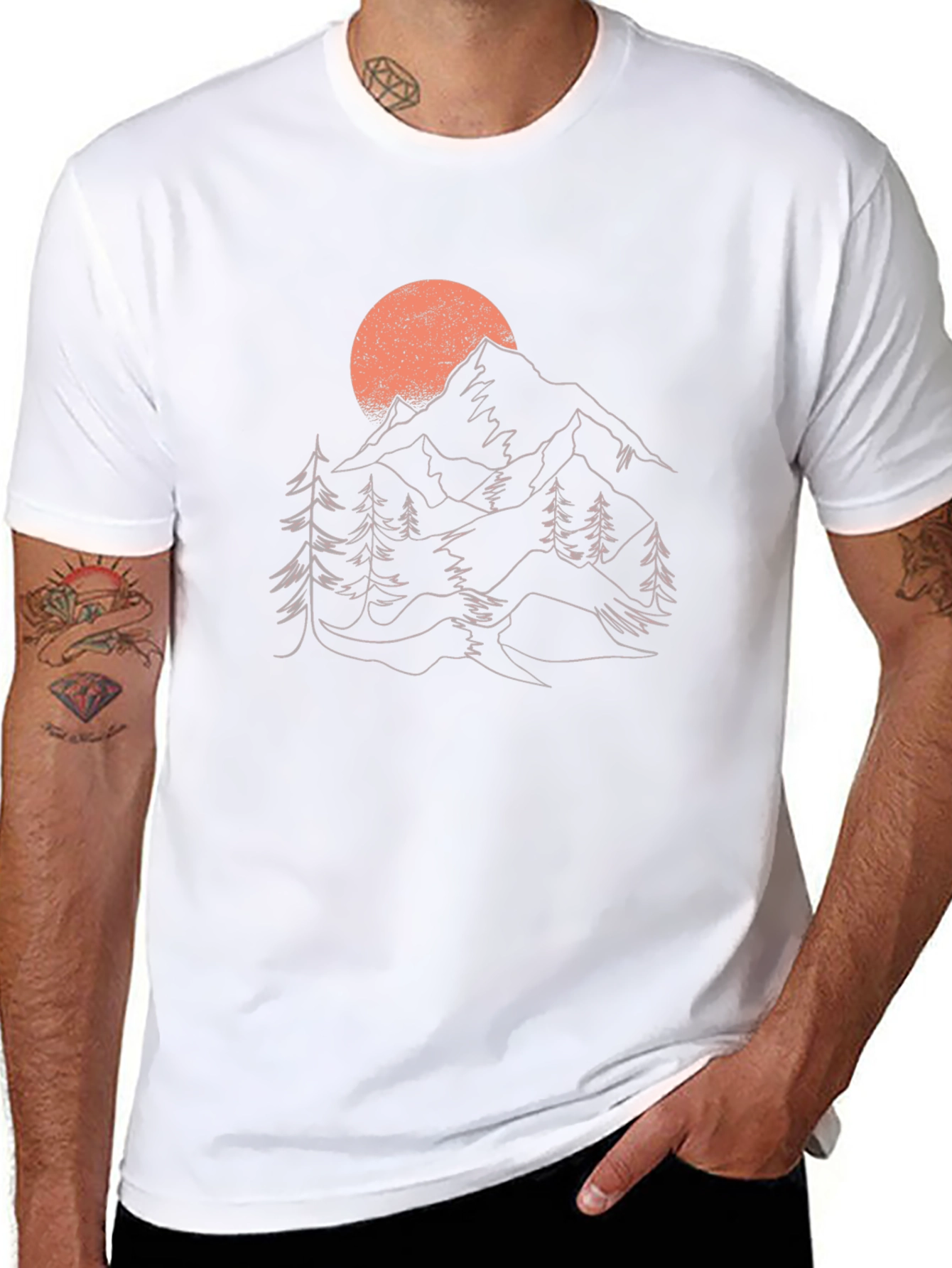 Mountain Sunset Graphic Tee - Nature Inspired Black T-Shirt