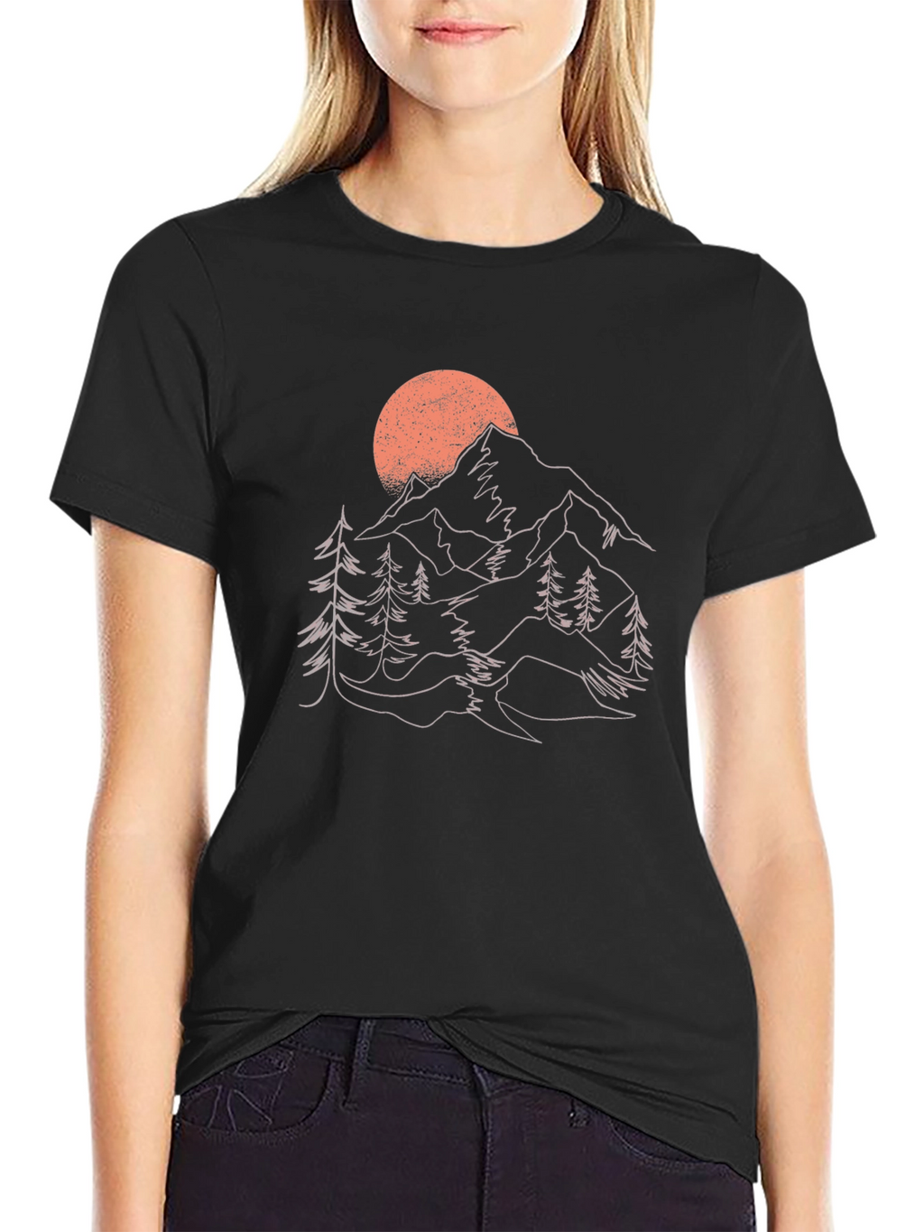 Mountain Sunset Graphic Tee - Nature Inspired Black T-Shirt