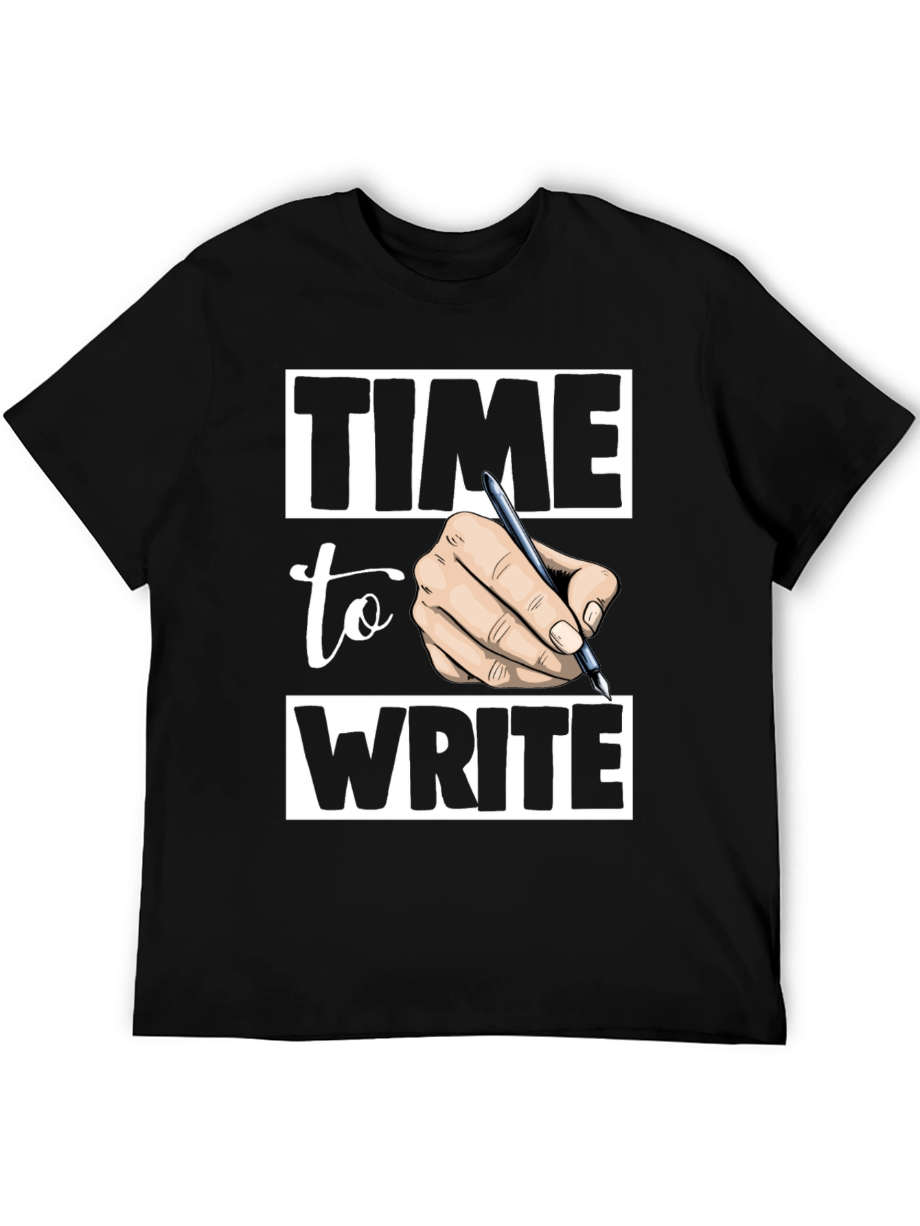 Time to Write Graphic Tee - Black Cotton T-Shirt