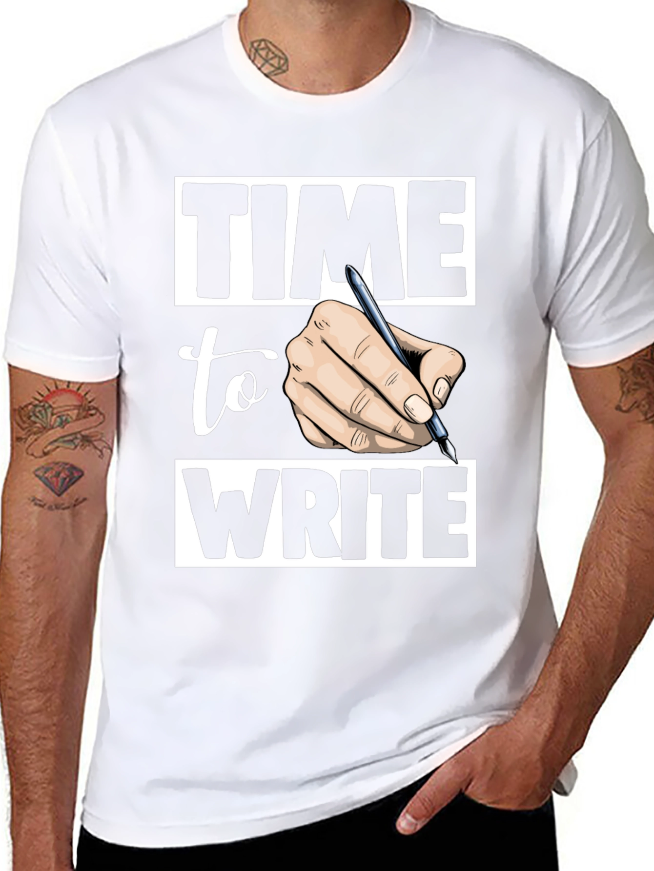 Time to Write Graphic Tee - Black Cotton T-Shirt