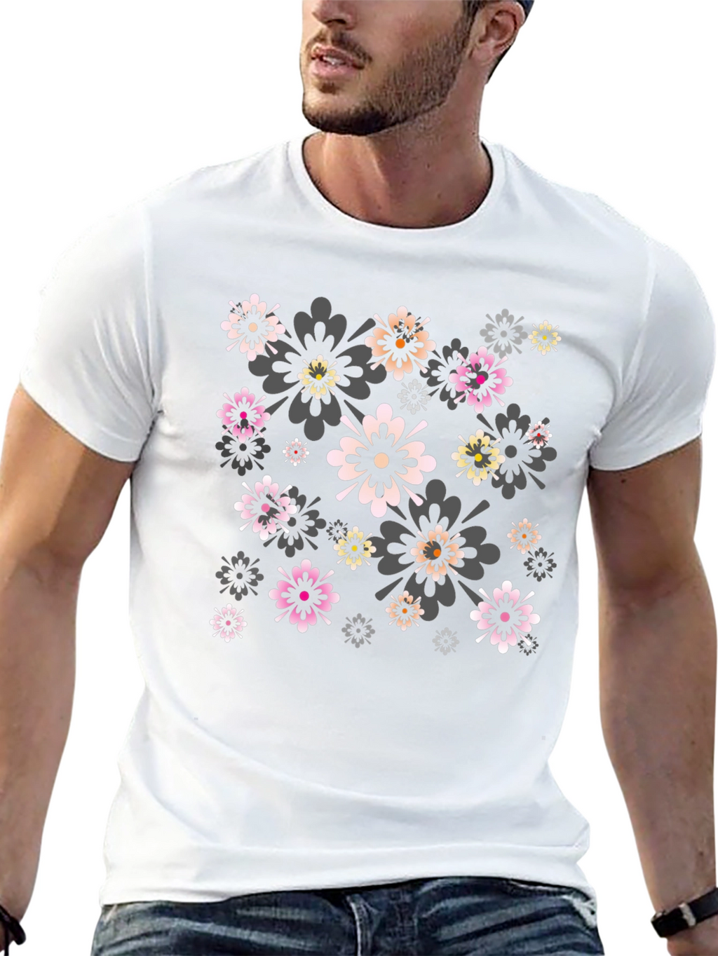 Floral Print Black Tee - Stylish Comfort