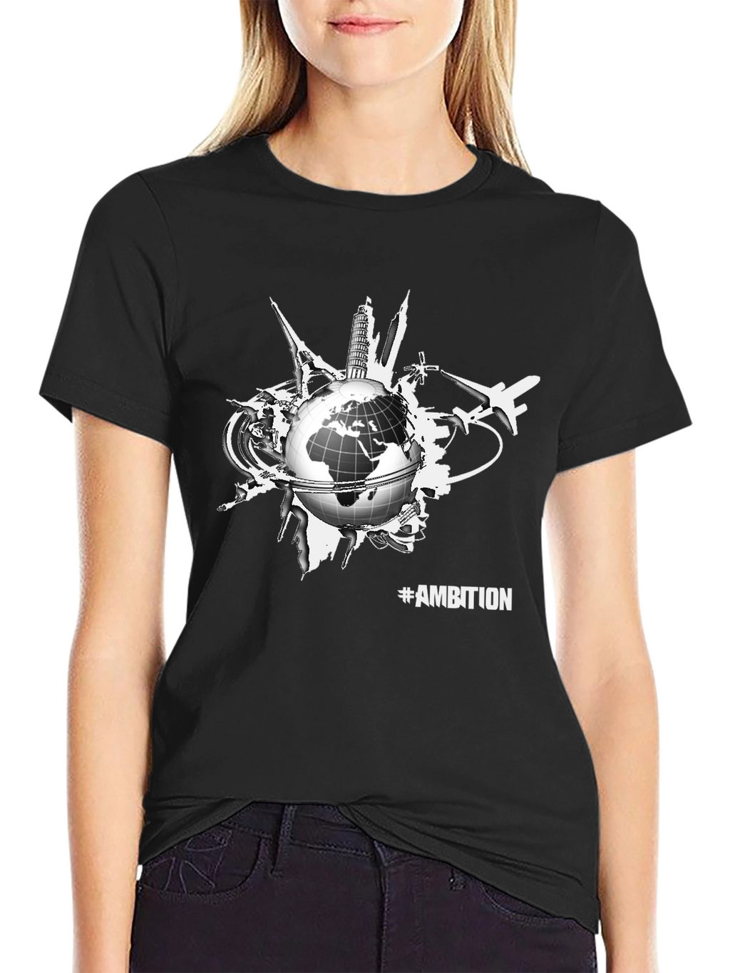 Ambition Globe Graphic Tee - Black