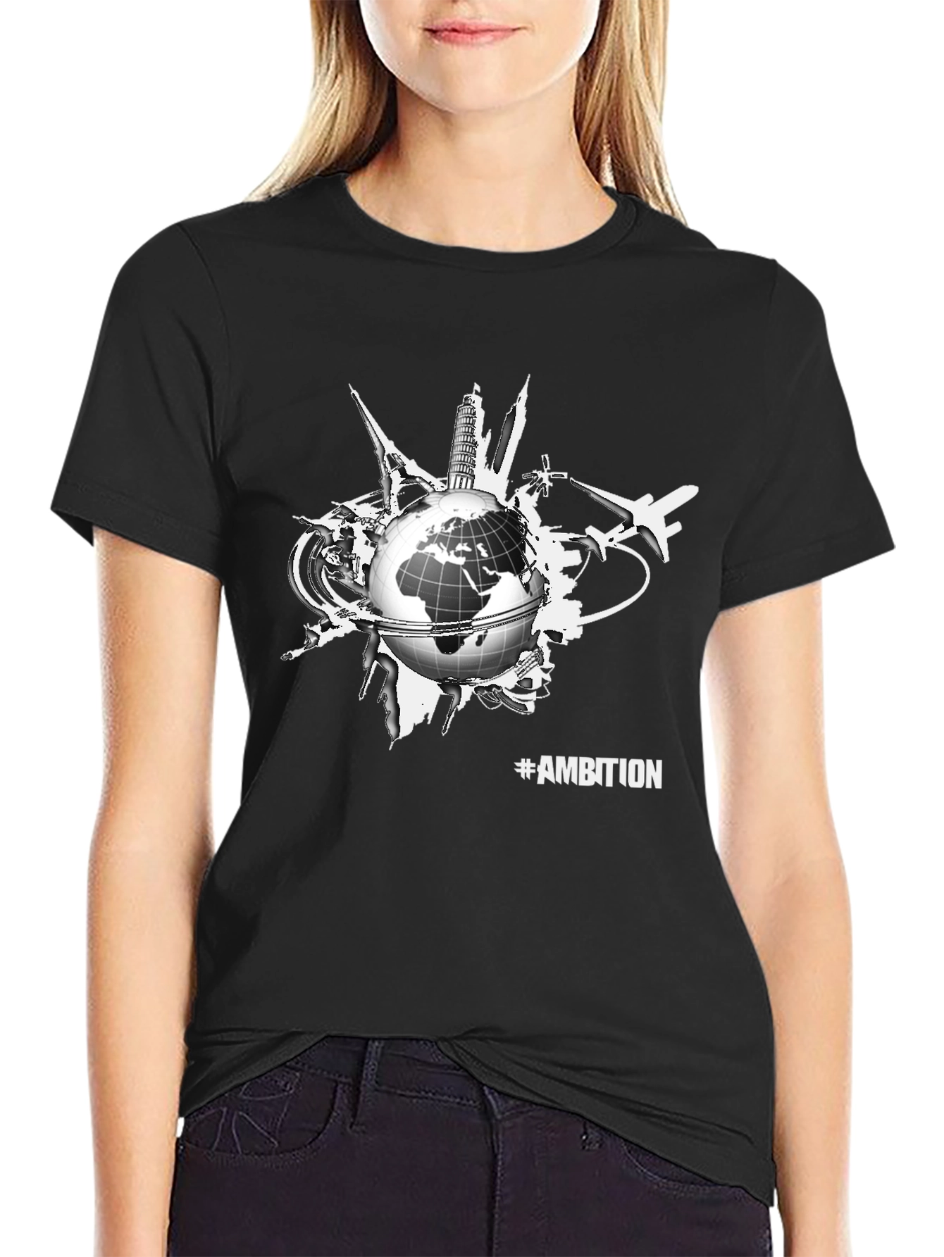 Ambition Globe Graphic Tee - Black