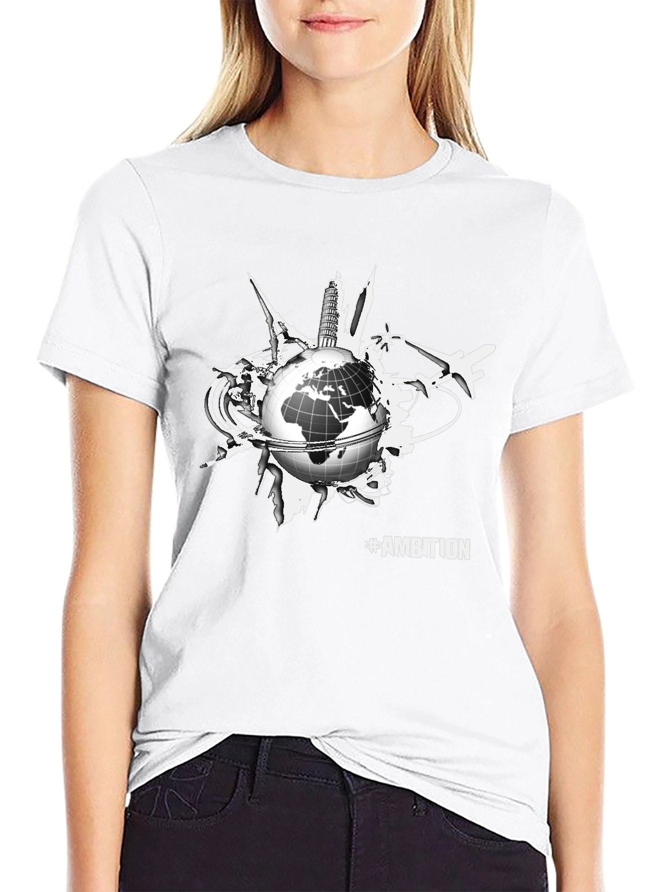 Ambition Globe Graphic Tee - Black