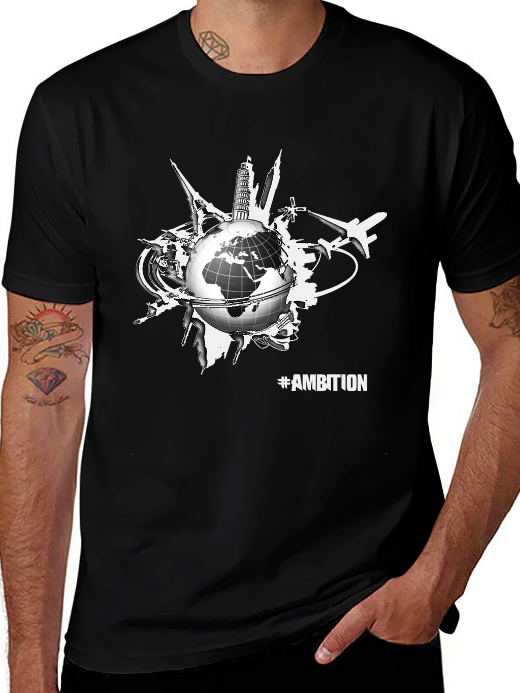 Ambition Globe Graphic Tee - Black