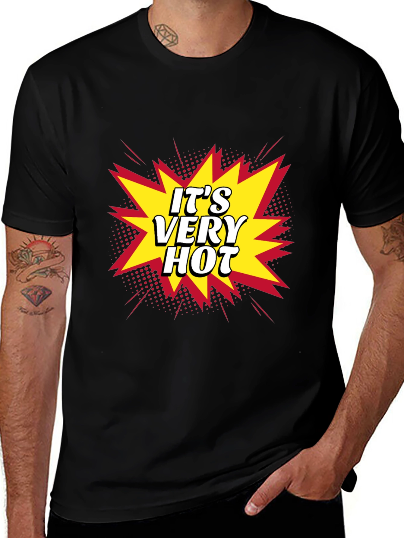Its Very Hot! Graphic Print Black T-Shirt