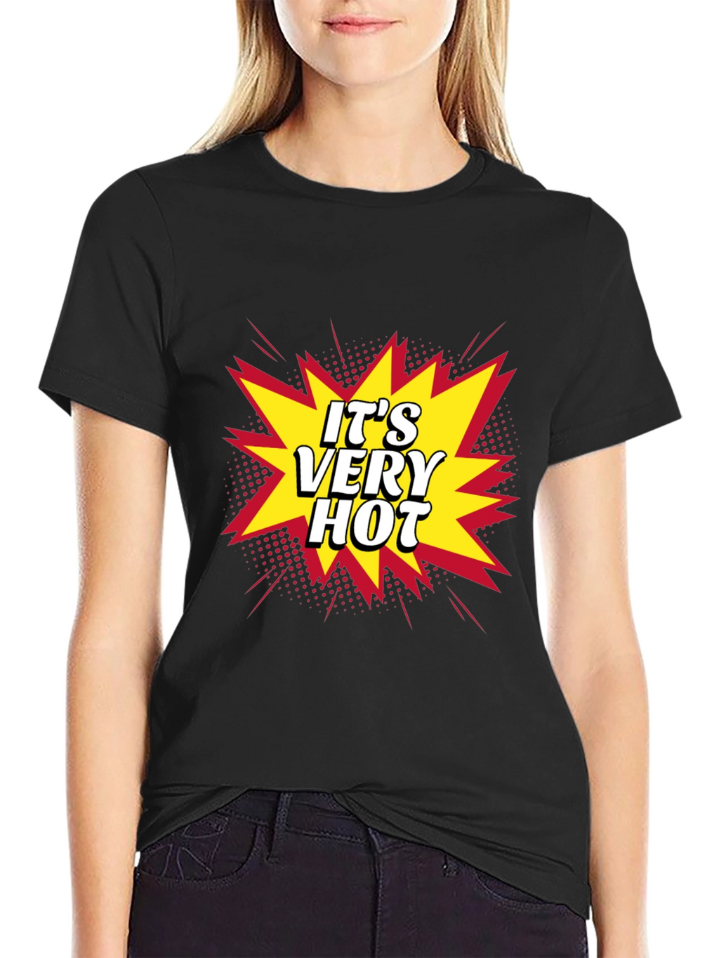 Its Very Hot! Graphic Print Black T-Shirt
