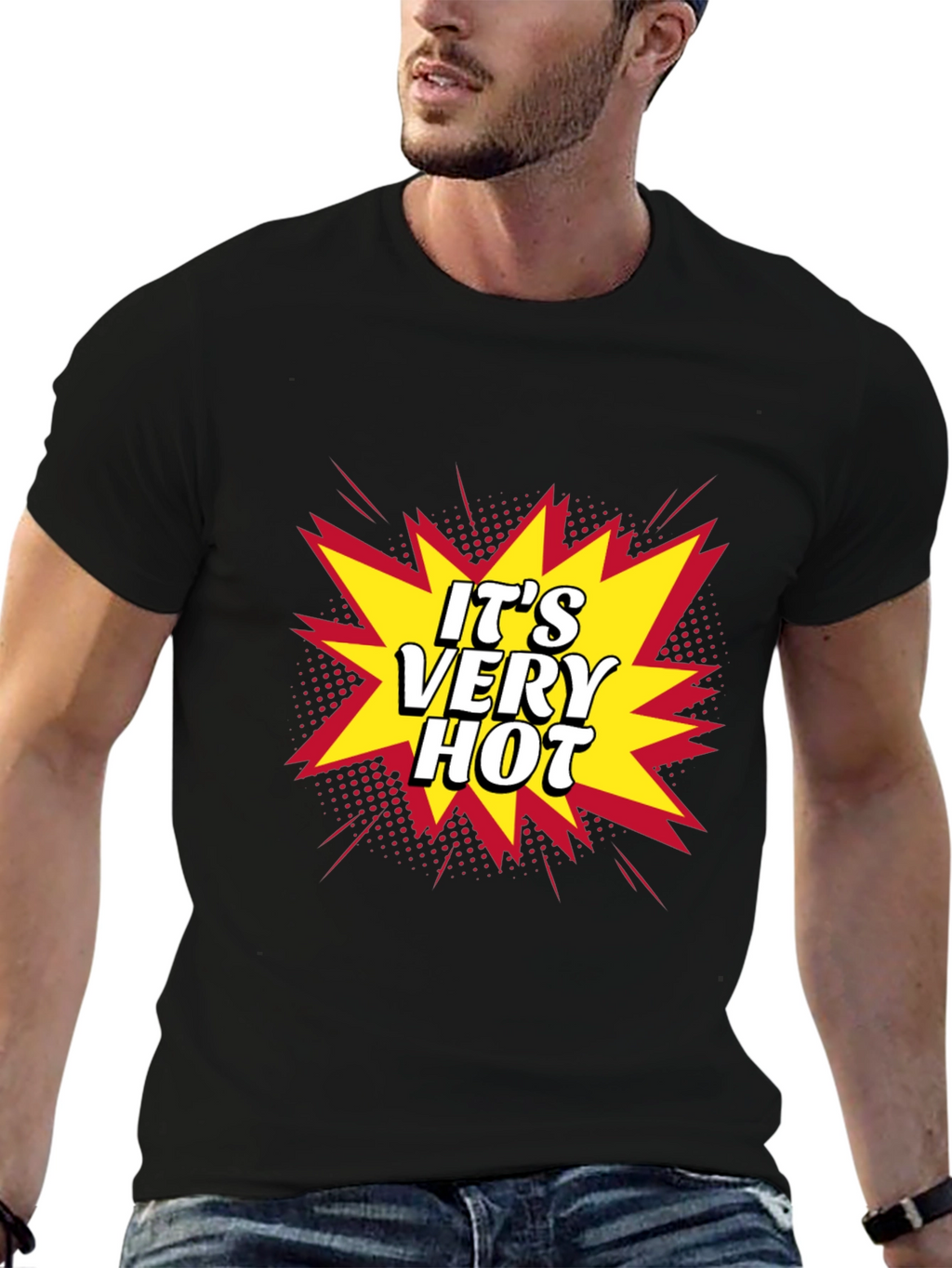 Its Very Hot! Graphic Print Black T-Shirt