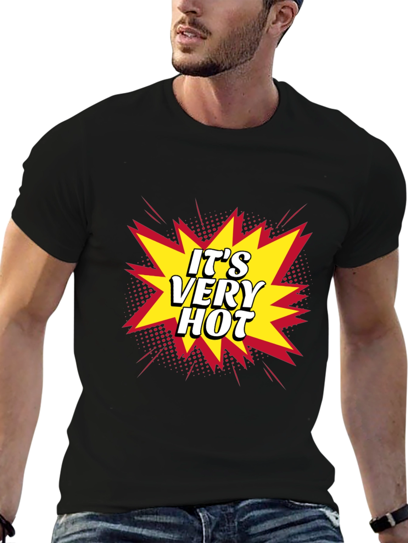 Its Very Hot! Graphic Print Black T-Shirt