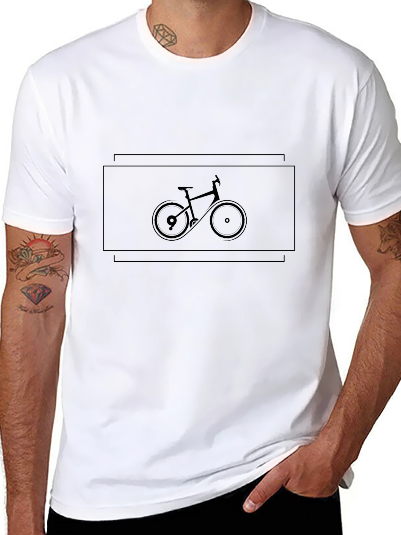 Mens Black Bicycle Graphic T-Shirt
