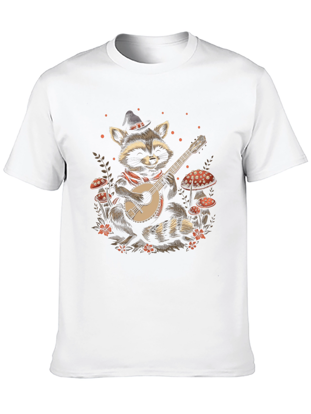 Raccoon Banjo Player T-Shirt - Black
