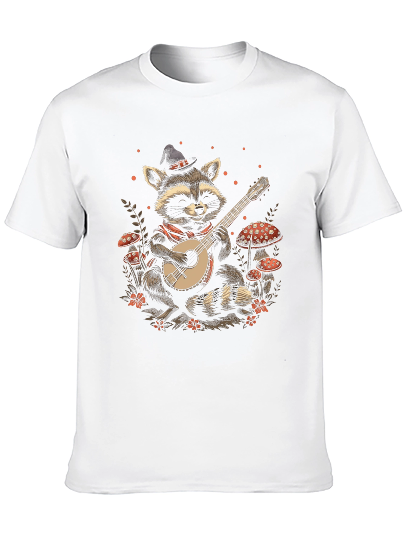 Raccoon Banjo Player T-Shirt - Black