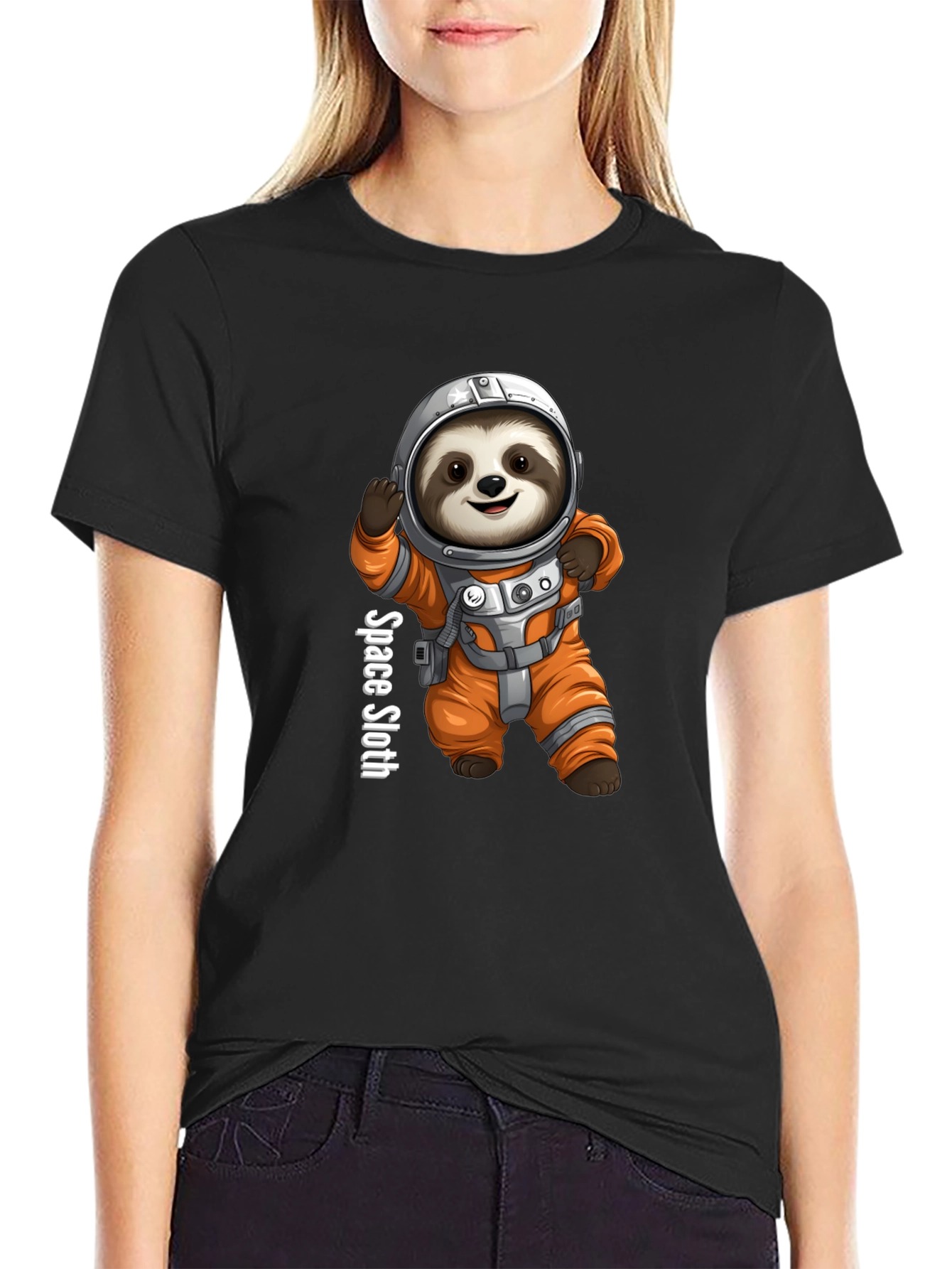 Space Sloth Graphic Tee - Funny Astronaut Design