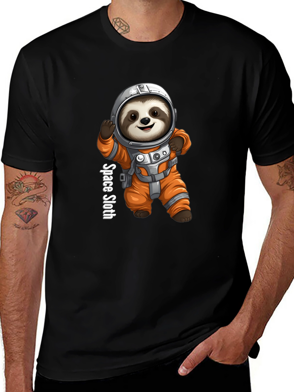 Space Sloth Graphic Tee - Funny Astronaut Design