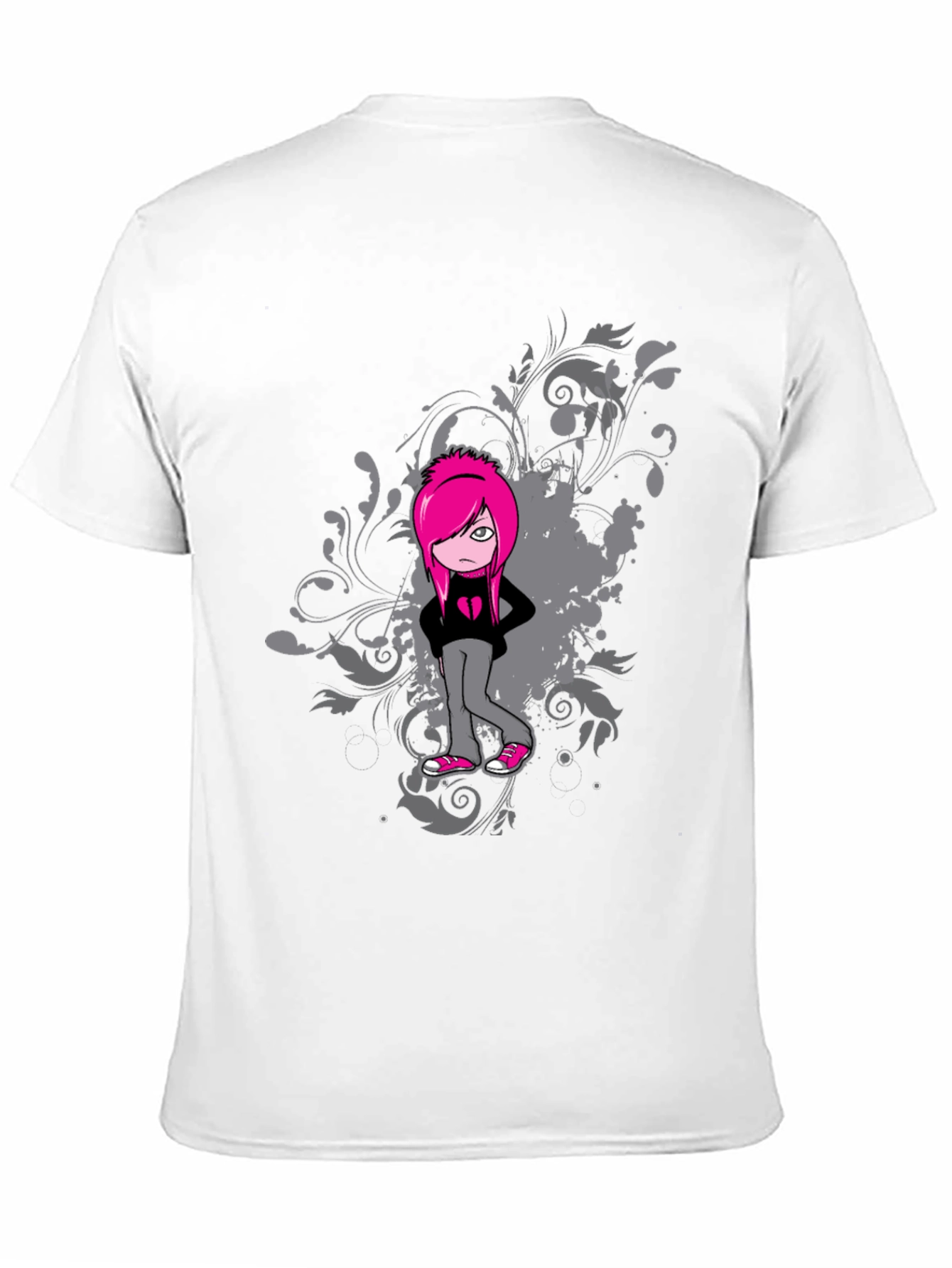 Emo Girl Graphic Black T-Shirt