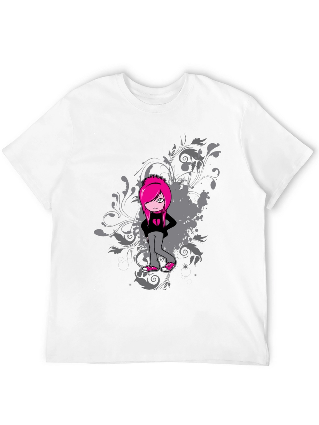 Emo Girl Graphic Black T-Shirt